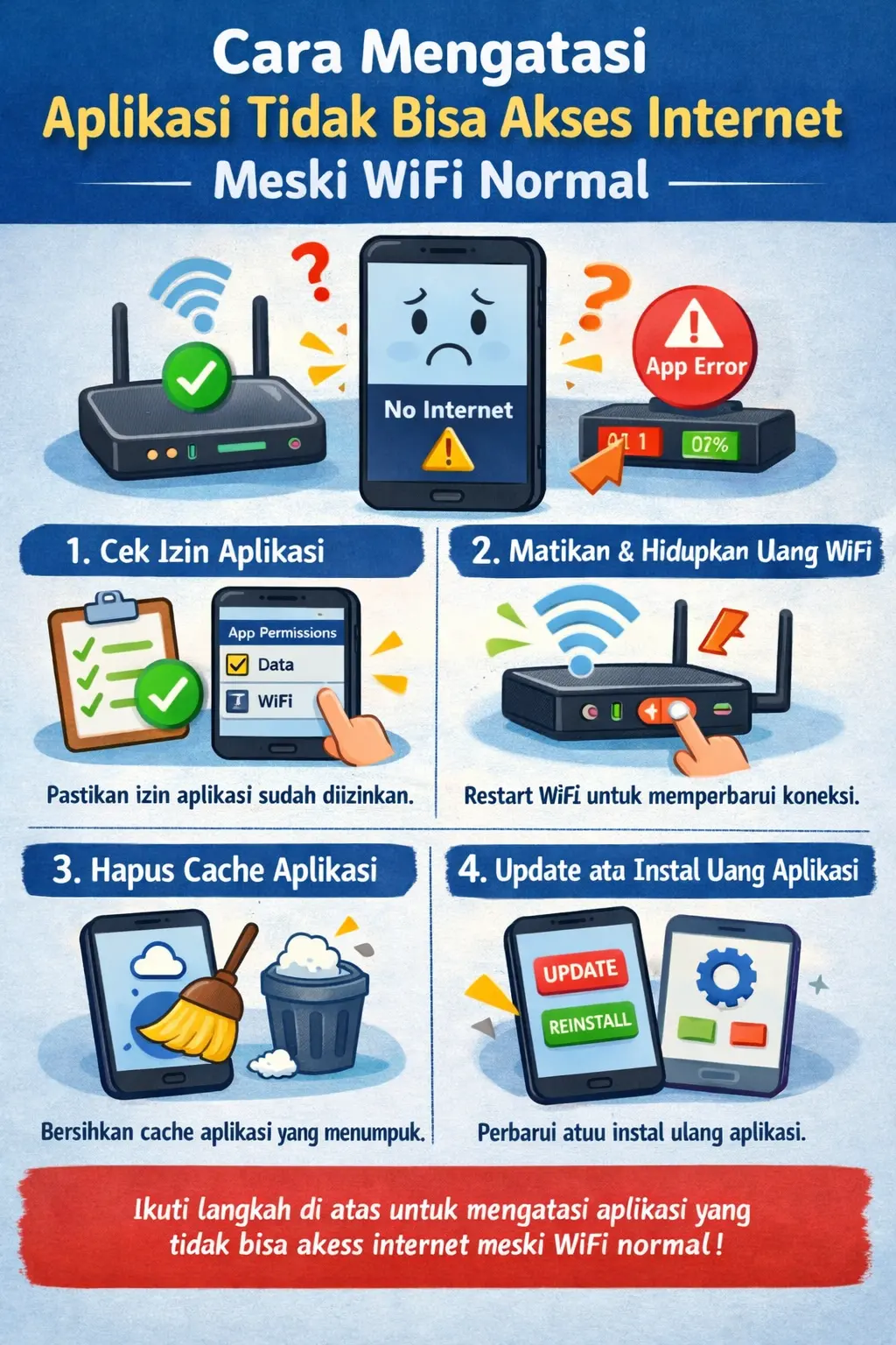 Cara Mengatasi Aplikasi Tidak Bisa Akses Internet Meski WiFi Normal