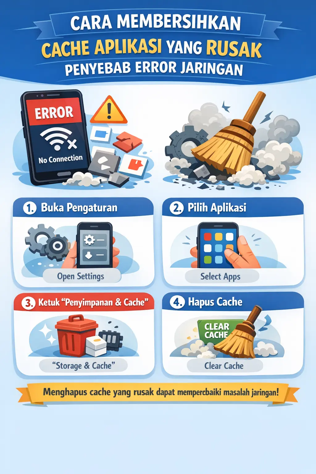 Cara Membersihkan Cache Aplikasi yang Rusak Penyebab Error Jaringan
